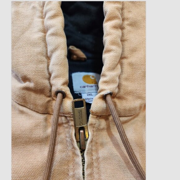 Carhartt J140 Duck Canvas Hooded Quilt Lined Heavy Work Zip Jacket Coat - Picture 5 of 16